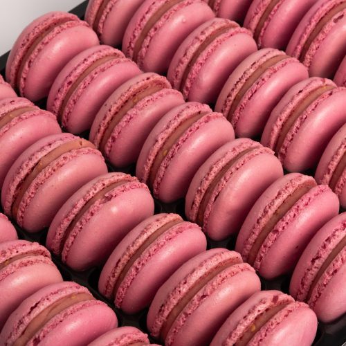 Raspberry Rose Macarons – Tray of 35